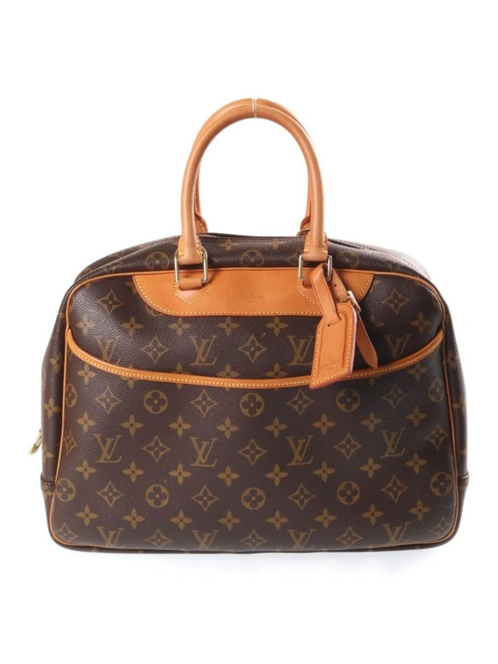 Louis Vuitton Monogram Deauville Handbag Brown Leather Gold
